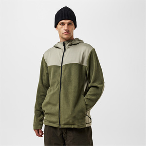 Men's Polar Fleece Jacket with Woven Panels Full Zip Hooded Outdoor Thermal <b>Mid</b>-<b>Layer</b> Hiking Camping Casual Wear Wholesale - Product Image 3