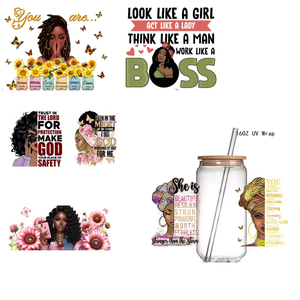 Design Popolare: Affermazioni Afroamericane 3D, Storia Nera del 1865, Donna Nera - Involucri UV DTF per Bicchieri Libbey da 16oz - Product Image 1