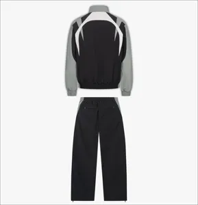 ชุดวอร์มกันลมสำหรับผู้ชายกางเกงขาสั้นและแจ็คเก็ตกันลม2ชิ้นผ้าไนลอนแบบรูดซิปสะท้อนแสงใส่ได้ทุกเพศ - Product Image 6