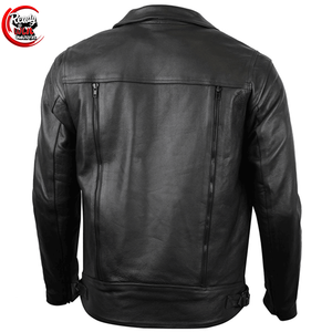 2025 nueva chaqueta de motocicleta de cuero de alta calidad para hombre, cuello levantado de moda personalizado desgastado con lona, nuevo diseño personalizable - Product Image 6