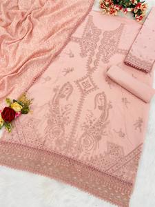 ชุดสูทปากีสถานที่เป็นที่ต้องการสูงผ้าฝ้ายบริสุทธิ์พร้อมลำดับแบบปัก - Product Image 6