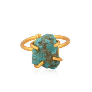 Meilleure vente bague réglable en argent sterling plaqué or 18 carats naturel Arizona Turquoise pierre précieuse Demi fabricant de bijoux fins - Product Image 3
