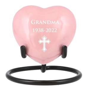 Impression de pied humains cendres urnes fournitures funéraires souvenir animaux et adultes cendres métal crémation urnes support libre coeur rose urne exportation - Product Image 5