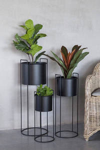 Iron Small Plant <b>Stand</b> Gray and Black Indoor Outdoor Home and Garden Planter <b>Pot</b> <b>Stand</b> with <b>Pot</b> - Product Image 6