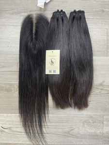 Paquets de cheveux vierges vietnamiens Remy à double trame tissés à la machine avec fermeture en dentelle à double tirage pour femmes vente en gros - Product Image 4