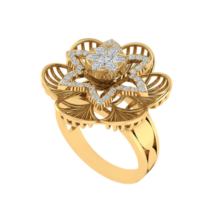 925 Sterling Silver VVS Moissanite Floral <b>Ring</b> Round Brilliant Cut Diamond Shapes Rhodium Plated <b>Dainty</b> Style Fine for Gift - Product Image 3