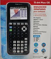 Calculatrice graphique TI-84 Plus CE OEM avec écran amélioré, batterie rechargeable, fonctions mathématiques éducatives, câble USB inclus