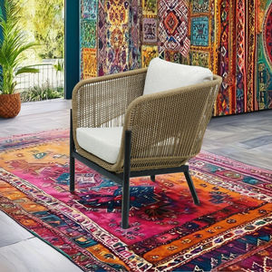 Mesa de Centro de Diseño Moderno, Cómoda y Elegante, Hecha a Mano con Marco de Metal y Bionixrattan, para Sala de Estar - Product Image 3