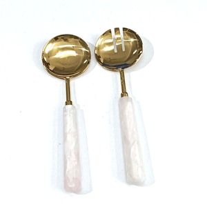 Brass Metal Silver Plated Decorative Salad Serving <b>Set</b> MOP Design Handle <b>Kitchen</b> Serving <b>Set</b> - Product Image 6