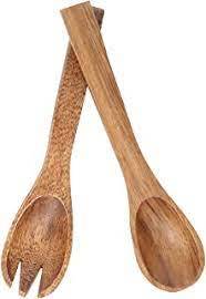 Vente directe d'usine indienne bois d'acacia et émail imprimé poignée salade serveur cuillère ensemble appareils de cuisine outils - Product Image 4