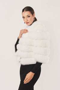 Manteau d'hiver en soie tissée pour femme, coupe courte, coupe-vent, rembourré de duvet, avec col amovible respirant en fourrure de renard, taille XS, style Hip Hop - Product Image 5