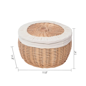 Cesta Redonda de Mimbre Estilo Rústico para Pan con Tapa y Forro, Cesta de Mimbre para Cocina, Hogar y Restaurante, de Vietnam - Product Image 3