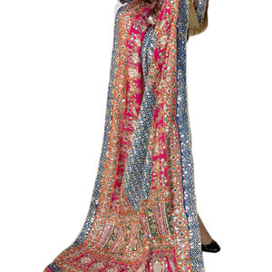 ผ้าไหมปักลายดอกไม้ร่วมสมัยทำด้วยมือผ้าไหมสีสดใสสไตล์ชาติพันธุ์พร้อมตกแต่งลวดลายกระจกด้วยลูกไม้ - Product Image 1