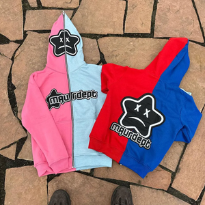 Hiver Imperméable 100% Coton Polaire Oversized Contrast Hoodie Men Streetwear Custom Embroidery Logo Design - Product Image 1