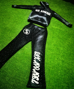 Ensemble de vêtements pour hommes en molleton lourd 360 GSM à séchage rapide, style streetwear empilé, pantalon de survêtement et sweat-shirt d'hiver, strass, haute qualité, nouveauté - Product Image 2