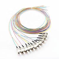 Cable de empalme por fusión de telecomunicaciones de fibra óptica FC UPC Pigtail OS2 9/125um monomodo con código de color, longitud personalizada 12, PVC LSZH CE