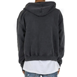 quality French Terry Thick Heavy Cotton Blank 400g <b>Mens</b> Acid Wash Oversized vintage Hoodie Double Zipper acid wash <b>men</b> hoodies - Product Image 3