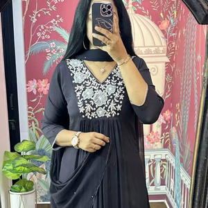 Designer Handcrafted Silk Salwar Suit Long Fashion-Style Pakistani Kameez Dupatta Dress for Weddings & Parties - Product Image 3