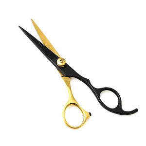 Ciseaux de coiffeur professionnels couleur noire et dorée ciseaux de coiffeur à lames tranchantes en acier inoxydable allemand - Product Image 2