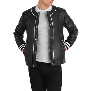 Chaqueta universitaria personalizada para hombre con cuerpo de lana y mangas de cuero, chaquetas universitarias de béisbol con logotipo bordado Letterman - Product Image 1