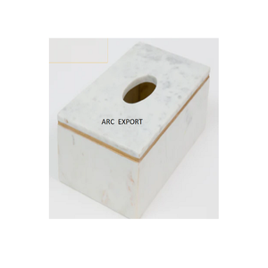 Boîte à mouchoirs en métal avec conception de feuille Dernière conception standard pour boîte à mouchoirs Décoration de conception de feuille de support en métal blanc et doré - Product Image 4