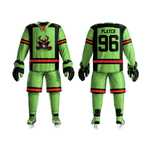 Uniformes de hockey sobre hielo de poliéster transpirable ligero, conjunto de pantalones, uniformes deportivos de equipo de impresión por sublimación para hombres, mujeres y jóvenes - Product Image 1