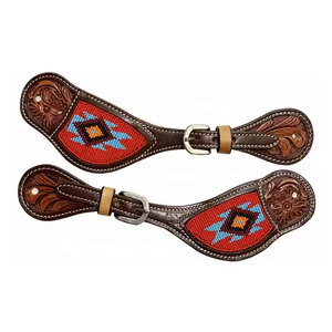 Correas de espuelas de cuero de vaca de alta calidad hechas a mano superposición de cuero crudo Original Western Horse Tack Stirrup Spur Straps - Product Image 4