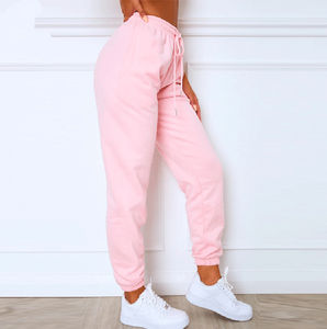 Pantalons de survêtement roses confortables pour femmes, taille élastique, avec cordon de serrage, pour la mode d'hiver et le port quotidien - Product Image 3
