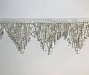 Perles de verre argentées de 3 pouces, motif chevron, avec extrémités en tube bugle, bordure à franges perlées, multicolores - Product Image 3