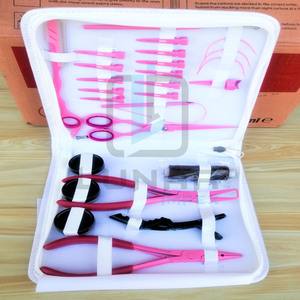 ความสามารถที่กำหนดเองร้านทำผมชุดเครื่องมือในสีชมพูร้อนกับหนังสีขาวกรณีพีวีซีรวมทั้ง4.5ถึง5มิลลิเมตรไมโครขวดลูกปัด - Product Image 2