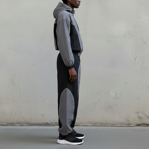 Ensemble survêtement 2 pièces pour homme en nylon patchwork personnalisé, coupe-vent, vêtements de plein air, jogging pour homme, survêtement 2026 - Product Image 3