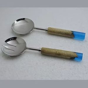 Poignée en bois Ustensiles En Acier Inoxydable Salade Serveur Cuisine Ensemble D'outils De Cuisine Chinois Accessoires De Cuisine Outils Cuillères À La Main - Product Image 3
