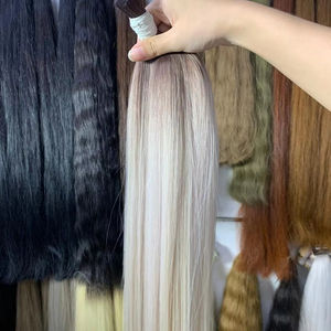 Extensions de cheveux haut de gamme Ombre chaude Super Double dessiné Blonde 60 65 cm droite en vrac brut humain vietnamien - Product Image 1