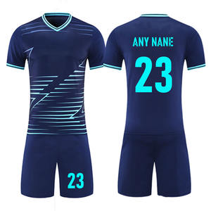 Uniforme de fútbol Deportivo de servicio OME para adultos, camisa azul hecha de poliéster y kit de uniforme de fútbol corto negro - Product Image 2