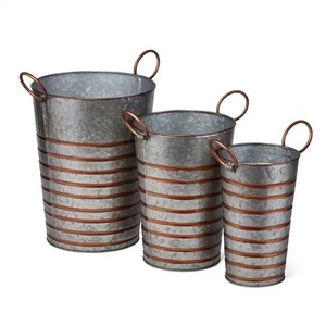 Galvanized Iron Plant Outdoor <b>Large</b> Different Shapes Wholesale Palm Tree Flower Pots galvanized Iron Outside <b>Planter</b> - Product Image 2
