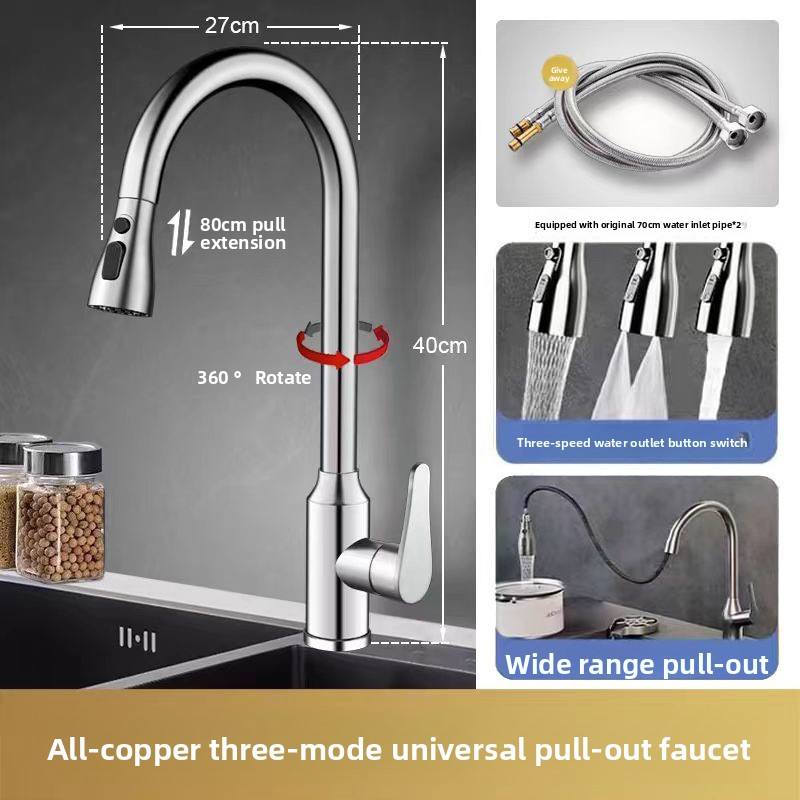 [Extractible argenté classique] Décharge d'eau en trois étapes