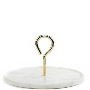 Vente en gros de luxe en marbre blanc naturel gâteau et pâtisserie présentoir style moderne avec poignée dorée fait à la main et décoratif - Product Image 1