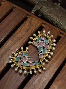 Pendientes elegantes de tono dorado con piedra para boda, ropa de fiesta de compromiso, accesorio de moda para mujeres y niñas - Product Image 3