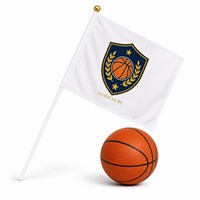 Drapeaux mini-guirlandes personnalisés pour clubs de basketball, 100 % polyester, à agiter à la main, avec mât en bambou, séchage rapide, écologiques