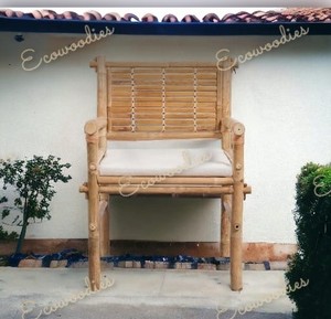 Chaise de salle à manger en rotin de bambou au design moderne avec accoudoir pour hôtels parcs cours villas camping pour le salon - Product Image 3