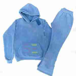 Fabricants Ensembles de pantalons de survêtement deux pièces personnalisés Ensemble de survêtements pour hommes Sweats à capuche et pantalons évasés - Product Image 6