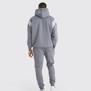 Ensemble sweat à capuche et pantalon de survêtement à empiècement coupe régulière pour homme Streetwear Plusieurs couleurs Option Survêtements deux pièces avec logo personnalisé - Product Image 2