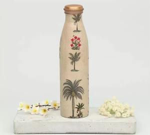 Handcrafted 100% Pure Copper <b>Metal</b> Bottle Full Engraved With Lid For Direct Drinking Water Drinkware For Adults For Camping - Product Image 4