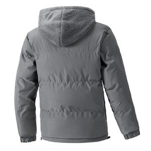 Parka de invierno para hombre, chaqueta con capucha de cara brillante e impermeable con soporte de lona de Color sólido, cálida, triple cremallera, de talla grande, holgada - Product Image 4