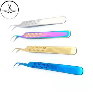 Pinzas para pestañas postizas de 45 ángulos, de acero inoxidable, dorado y azul, multicolor, con logotipo personalizado, herramienta para pestañas postizas - Product Image 6
