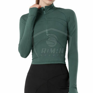 Haut de sport pour femme de qualité supérieure, best-seller, en vente en ligne, couleur unie, coupe ajustée, manches longues, pour la remise en forme en plein air - Product Image 2