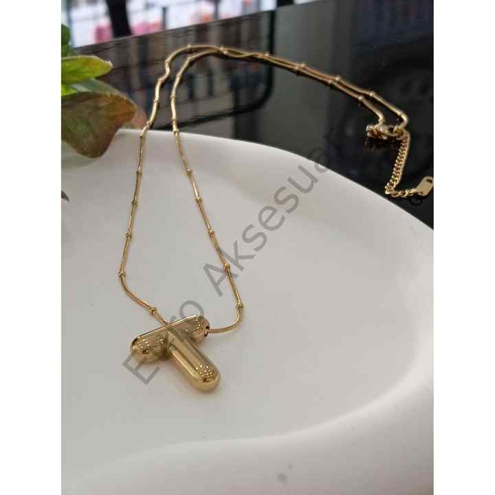 STEEL T BALLOON LETTER NECKLACE 60 CM
