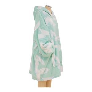 Custom Made Tie-Dye Hoodie <b>Blanket</b> by Cambodia Clothing Factory Warm Flannel <b>Fleece</b> <b>Wearable</b> <b>Blanket</b> with Pocket - Product Image 2