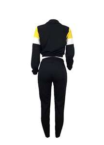 Chándal informal transpirable para mujer, Top con cremallera de 2 piezas y chándal con cintura elástica, conjunto de chándal cortavientos para mujer - Product Image 3