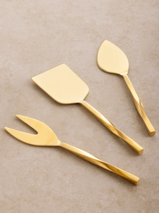 Juego de cuchillos dorados para queso con mango trenzado hecho a mano de metal con logotipo personalizado a un precio asequible - Product Image 2